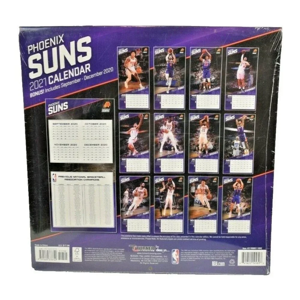 Turner Licensing NBA Phoenix Suns 16 Month 2021 Calendar (New)